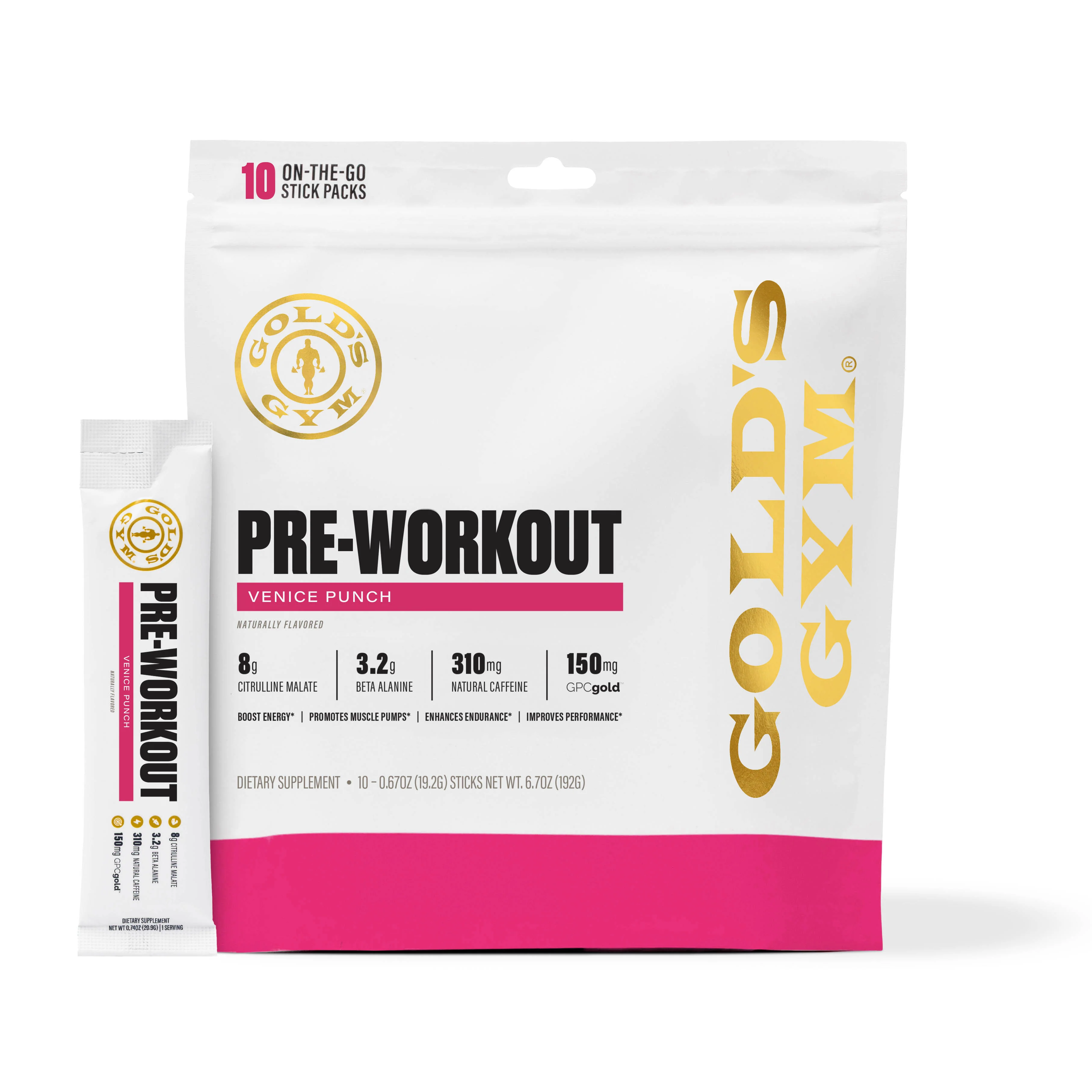 Gold's Gym Nutrition Pre-Workout Stick Packs- 10 pack - Image 10